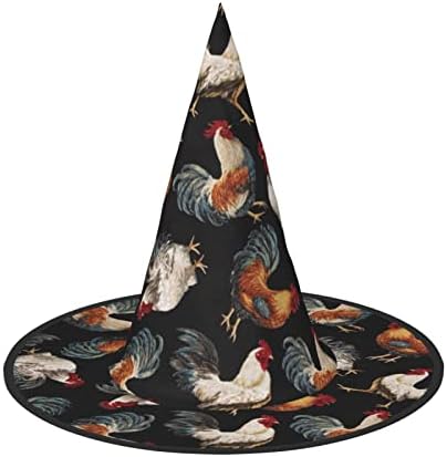 French Roosters Print Witch Hat for Halloween and Parties