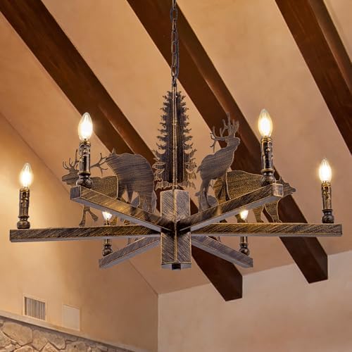 TOCHIC Western Forest Bear Chandelier for Living Room