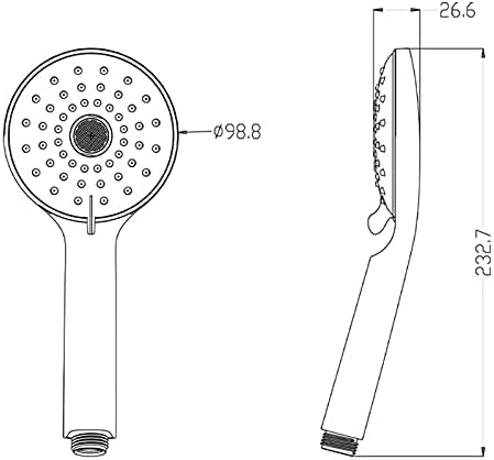 Uwerfm High Pressure Handheld Shower Head ABS Black 3 Modes