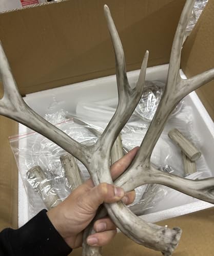 Large Faux Antler Chandelier with 12 Crystal Lights