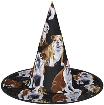 Jbyjbx English Bulldogs Print Witch Hat for Halloween Parties