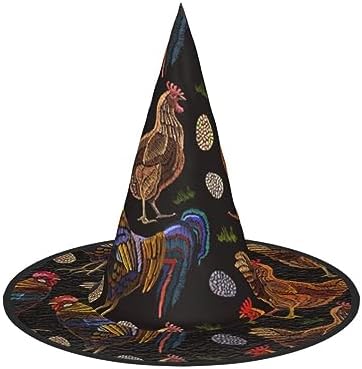 Unique Foldable Chicken Print Halloween Witch Hat for Parties and Costumes