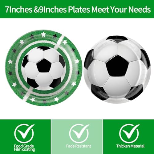 96Pcs Soccer Plates Napkins Forks Birthday Party Supplies