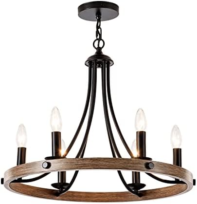 Wagon Wheel Chandelier with 6 Candle Lights