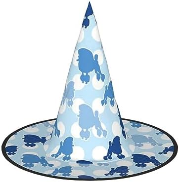 Blue Poodle Polka Dot Witch Hat for Parties and Cosplay