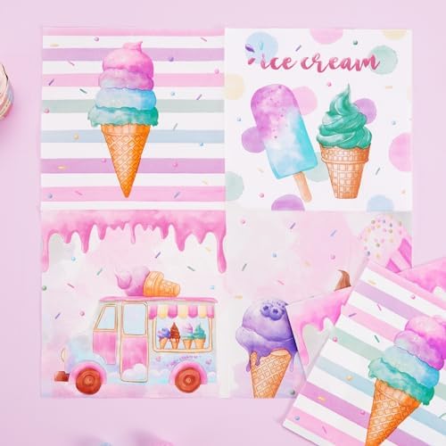 WERNNSAI Ice Cream Party Supplies Set 64 Pcs