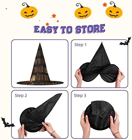Elegant Book Room Library Print Witch Hat for Halloween Parties