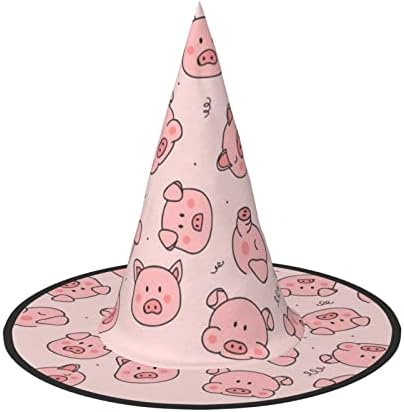 Jbyjbxred Cute Pig Print Halloween Witch Hat for Parties and Cosplay