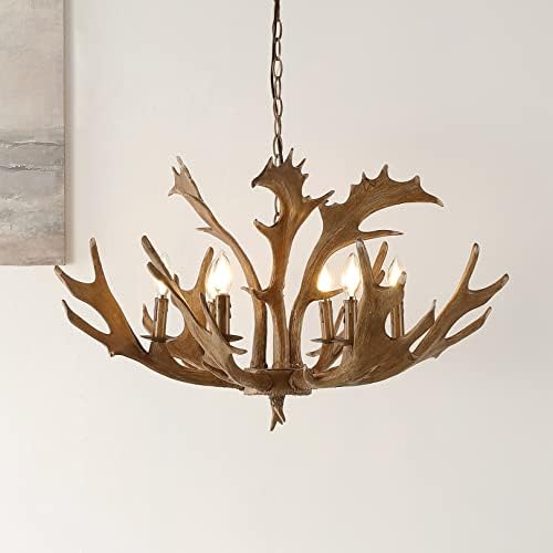 SAFAVIEH Brown Antler Chandelier with 6 Lamps