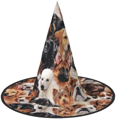 Many Dogs Print Halloween Witch Hat for Parties and Cosplay