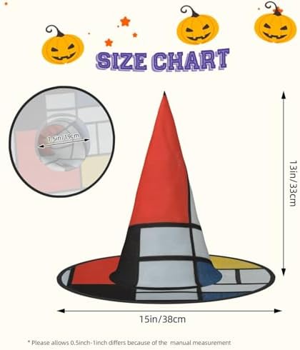 Jbyjbx Red Yellow Blue Black Print Witch Hat For Halloween Parties