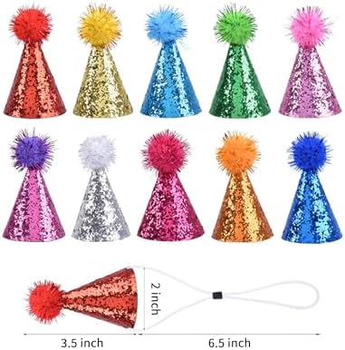 LEFUBABY 10 PCS Mini Glitter Party Hats for Pets
