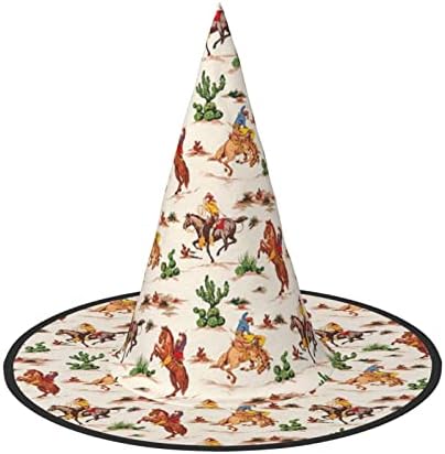 Cowboy Ride Horse Print Halloween Witch Hat for Parties and Costumes