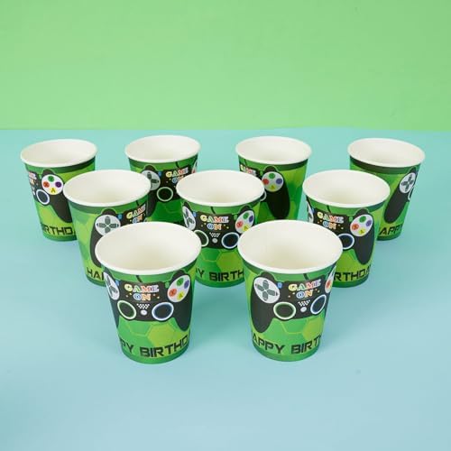 WERNNSAI Video Game Party Decorations 64 PCS Plates Napkins Cups