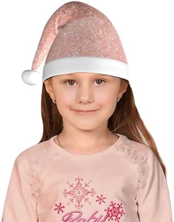 Rose Gold Glitter Santa Hat for Kids