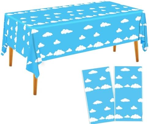 Blue Sky White Clouds Party Tablecloth Set