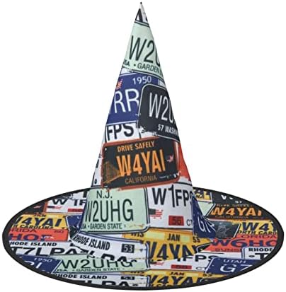 Jbyjbx License Plate Print Witch Hat for Parties