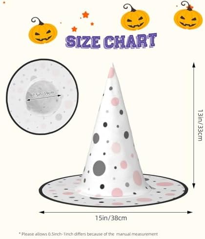 Red Gray White Polka Dot Halloween Witch Hat for Parties and Cosplay