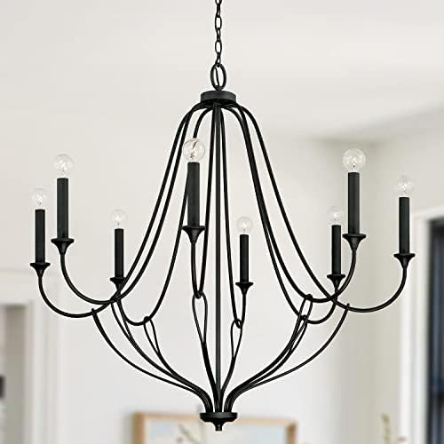 Capital Lighting 441681BI 8-Light Candle Chandelier Black Iron