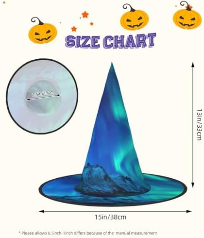 Northern Lights Print Halloween Witch Hat for Party and Costume
