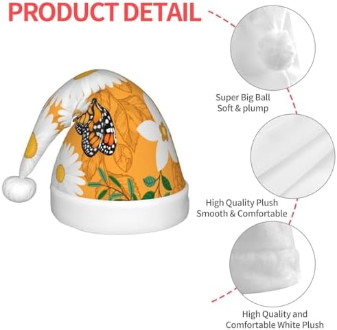 White Floral and Butterfly Santa Hat for Kids