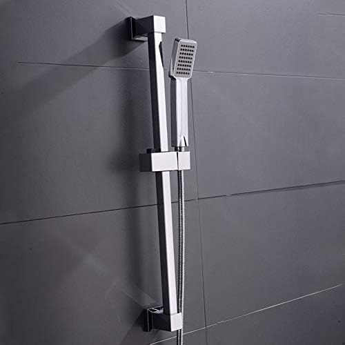 FJYDM Square Adjustable Lifting Shower Slide Bar with Chrome Finish and Silicone Nozzles