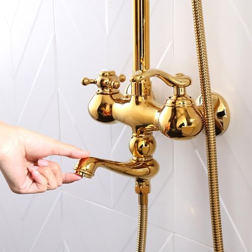Adjustable Height Wall Light Shower Set with Hand Shower and Rain Head