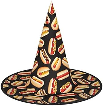 Fun Food Hot Dogs Print Halloween Witch Hat for Parties