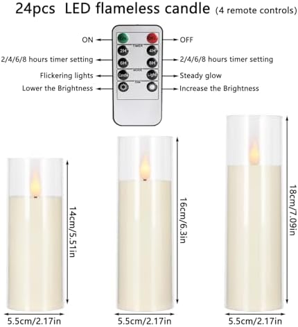 24-Pack A-Series Acrylic LED Flameless Candles with Remote Control
