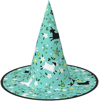 Jbyjbx Goat Frolic Print Witch Hat for Halloween Parties
