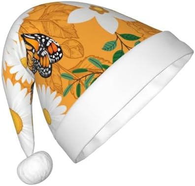 White Floral and Butterfly Santa Hat for Kids