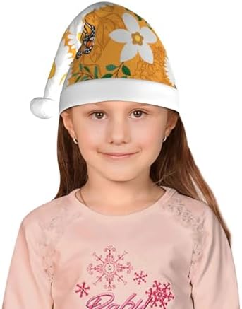 White Floral and Butterfly Santa Hat for Kids