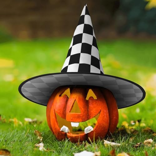 Foldable Black And White Plaid Witch Party Hat