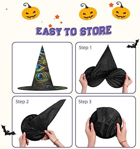 Fresh Peacock Print Witch Hat for Halloween and Carnival Parties