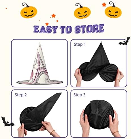 Paris Tower Flower Print Halloween Witch Hat for Parties and Cosplay