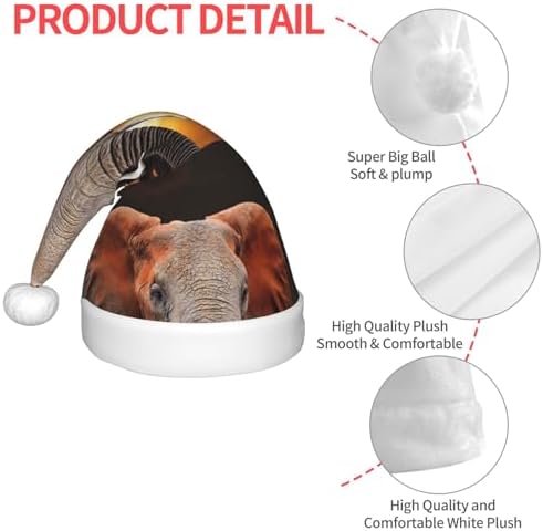 Salelf Elephant Santa Hat for Kids Christmas Plush Headwear