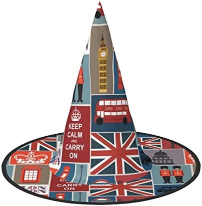 England Symbols Print Witch Hat for Halloween Parties