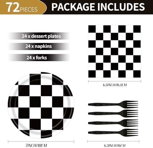 72Pcs Race Car Plates and Napkins Set