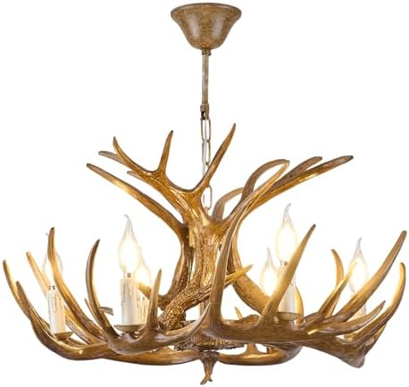 Brown Rustic Antler Chandelier 6 Light Farmhouse Style