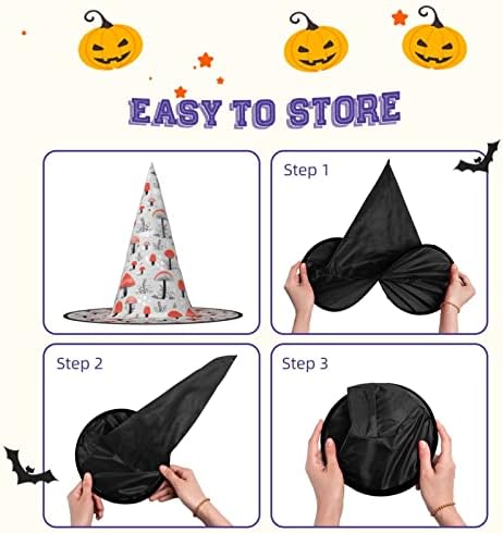 Cartoon Mushrooms Print Halloween Witch Hat