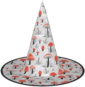 Cartoon Mushrooms Print Halloween Witch Hat