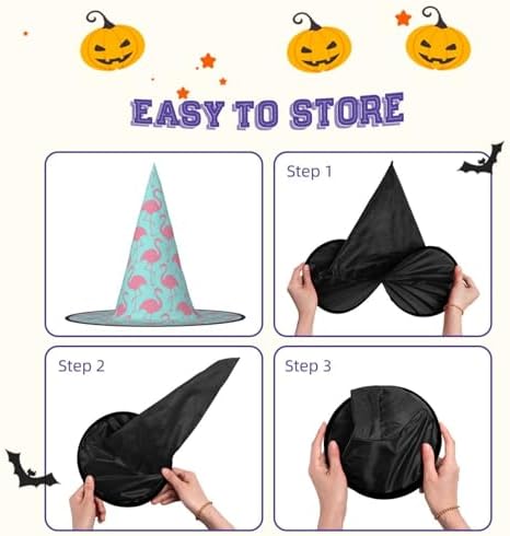 Red Flamingo Print Witch Hat for Halloween Parties