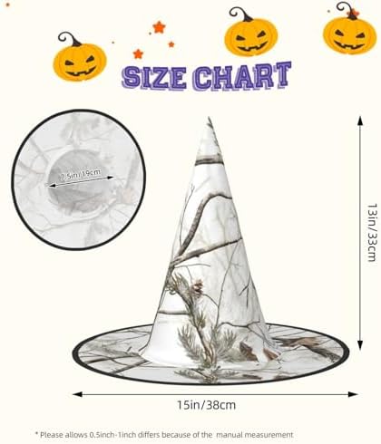 White Trees Camo Print Witch Hat for Halloween and Parties
