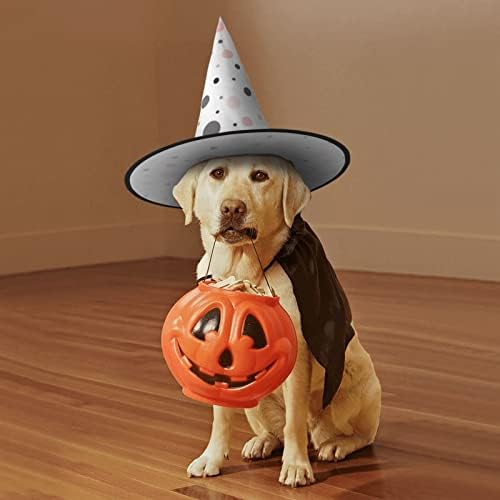 Red Gray White Polka Dot Halloween Witch Hat for Parties and Cosplay