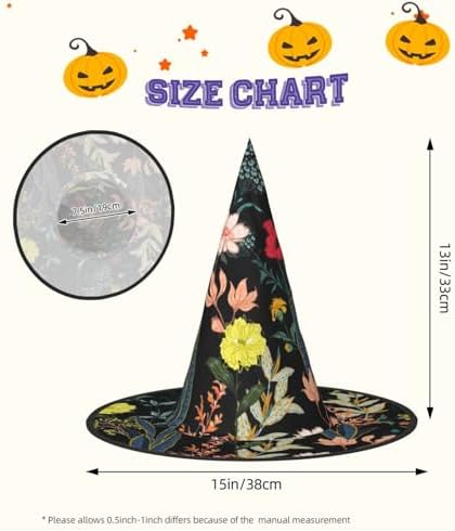 Colorful Boho Floral Halloween Witch Hat Costume