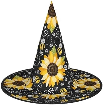 Sunflower Bees Print Witch Hat for Halloween Parties