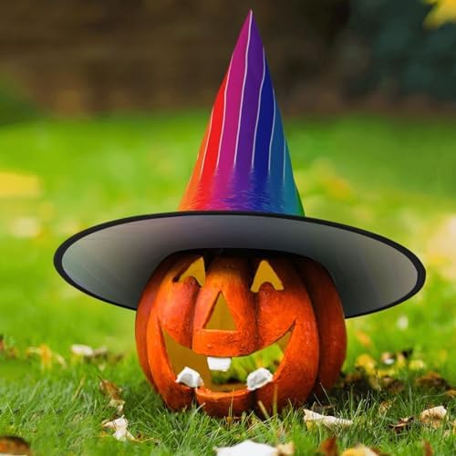 Rainbow Striped Witch Hat for Halloween Parties