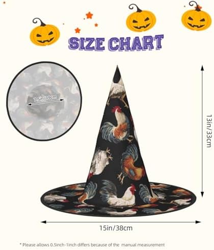 French Roosters Print Witch Hat for Halloween and Parties