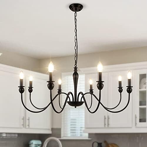 LynPon Farmhouse Chandelier 8 Light Industrial Black