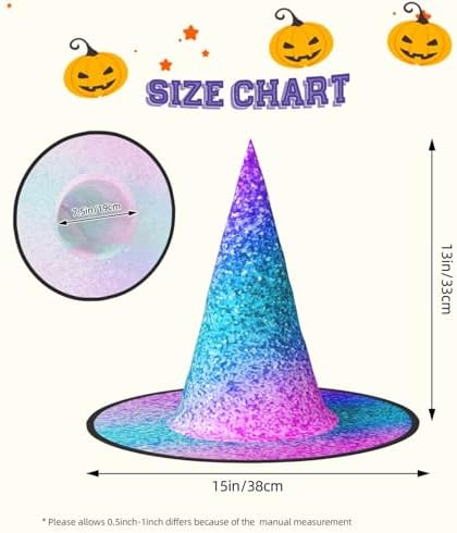 Glitter Sequin Spot Print Witch Hat for Halloween Parties